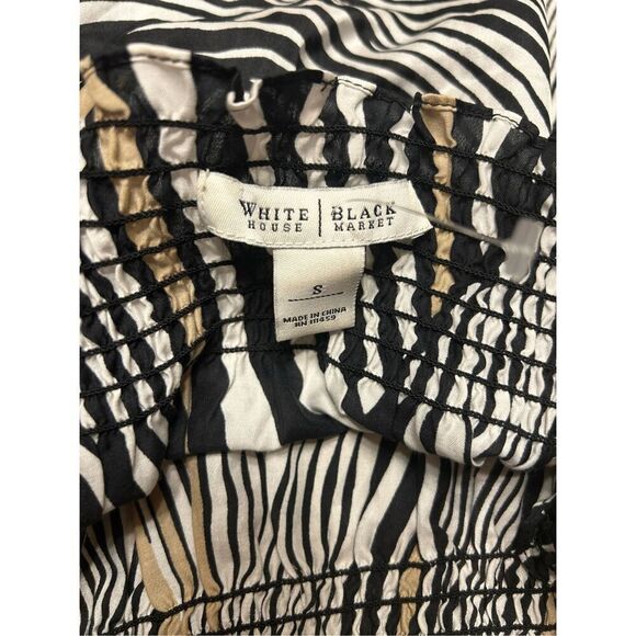 WHBM S Silk Blend Off Shoulder Geometric Animal Zebra Print Blouse Maximalism - Picture 4 of 7